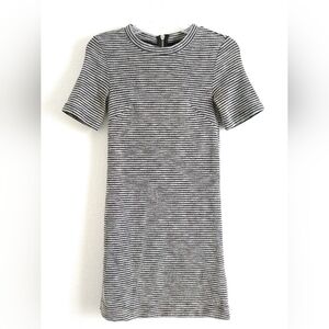 H&M Divided Dress Knit Stretch Shift Short Sleeve Black Gray Stripe Size 2